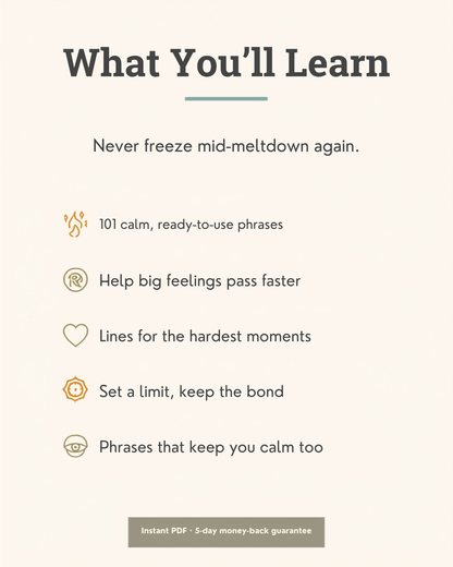 What you'll learn from 101 Phrases for De-escalating Toddler Tantrums